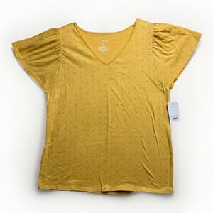 Sonoma Size M Short Sleeve Women Size Med Top Sunshine Yellow Casual Flutter Slv